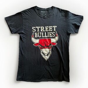 3Forty Street Bullies T-Shirt Mens Medium Black Graphic Chicago Bulls Mashup Tee